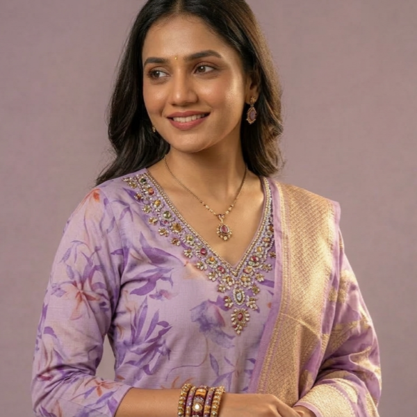 Lavender Weave Salwar Khameez Set