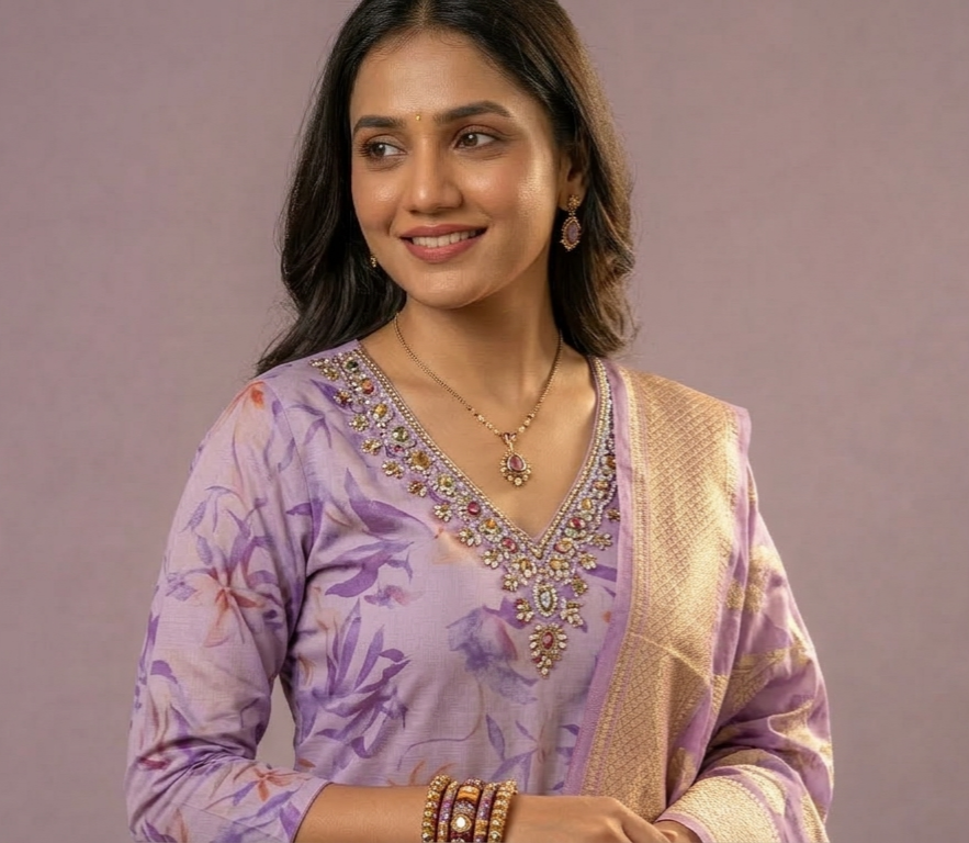 Lavender Weave Salwar Khameez Set