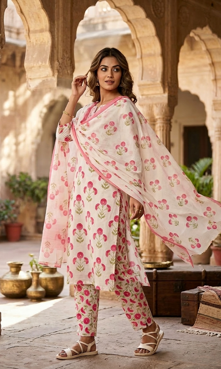 Rose Trellis Cotton Salwar Khameez Set