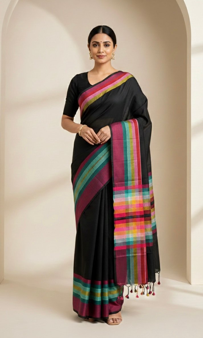 MulMul Multi-Colour Striped Saree
