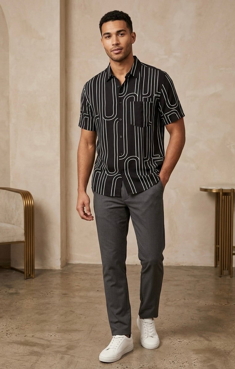 New Stripe Abstract Pattern Shirt