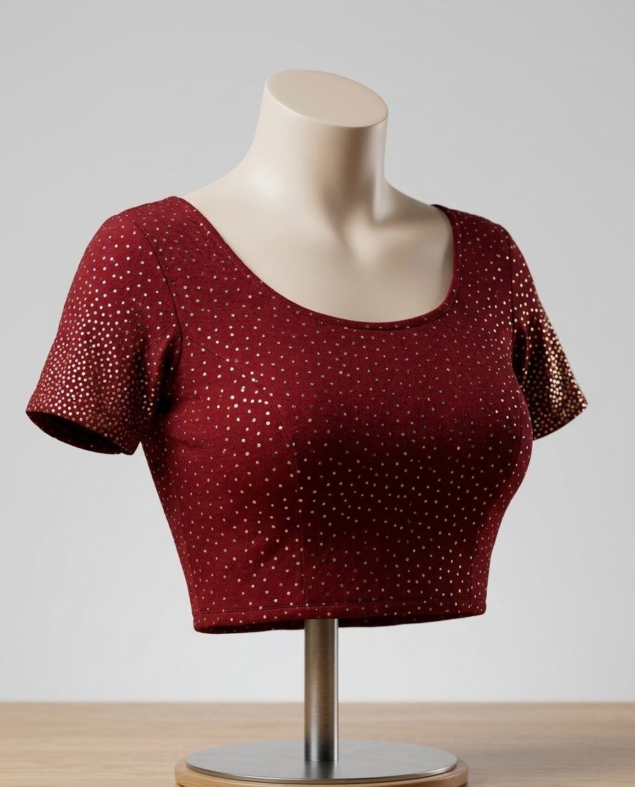 Burgundy Glitz Stretchable Blouse