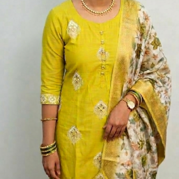 Teal and White Printed Salwar Set