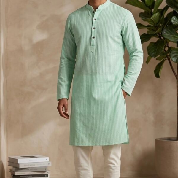 Mint Green Vertical Weave Kurta