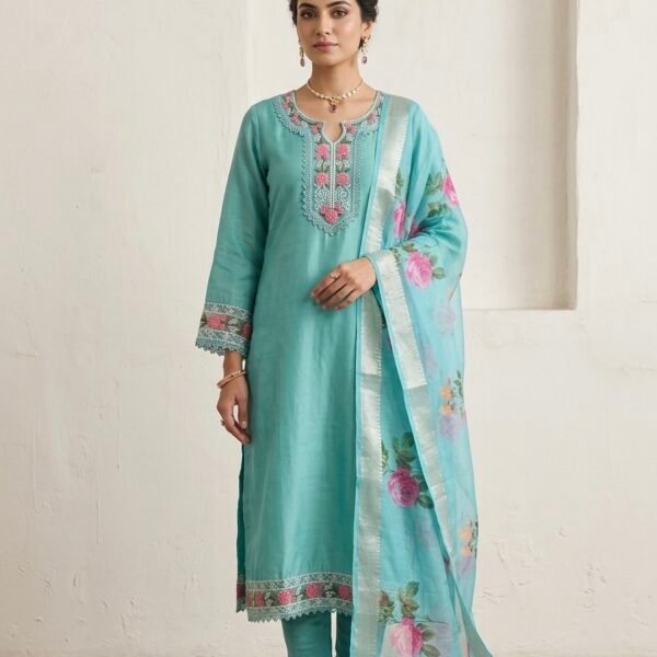 Teal Sequin Salwar Khameez