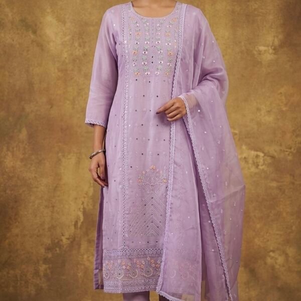 Lilac Viscose Georgette Salwar Khameez Set