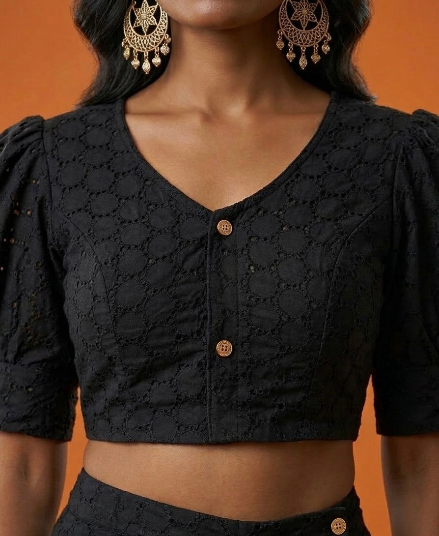 Black Stitched Blouse