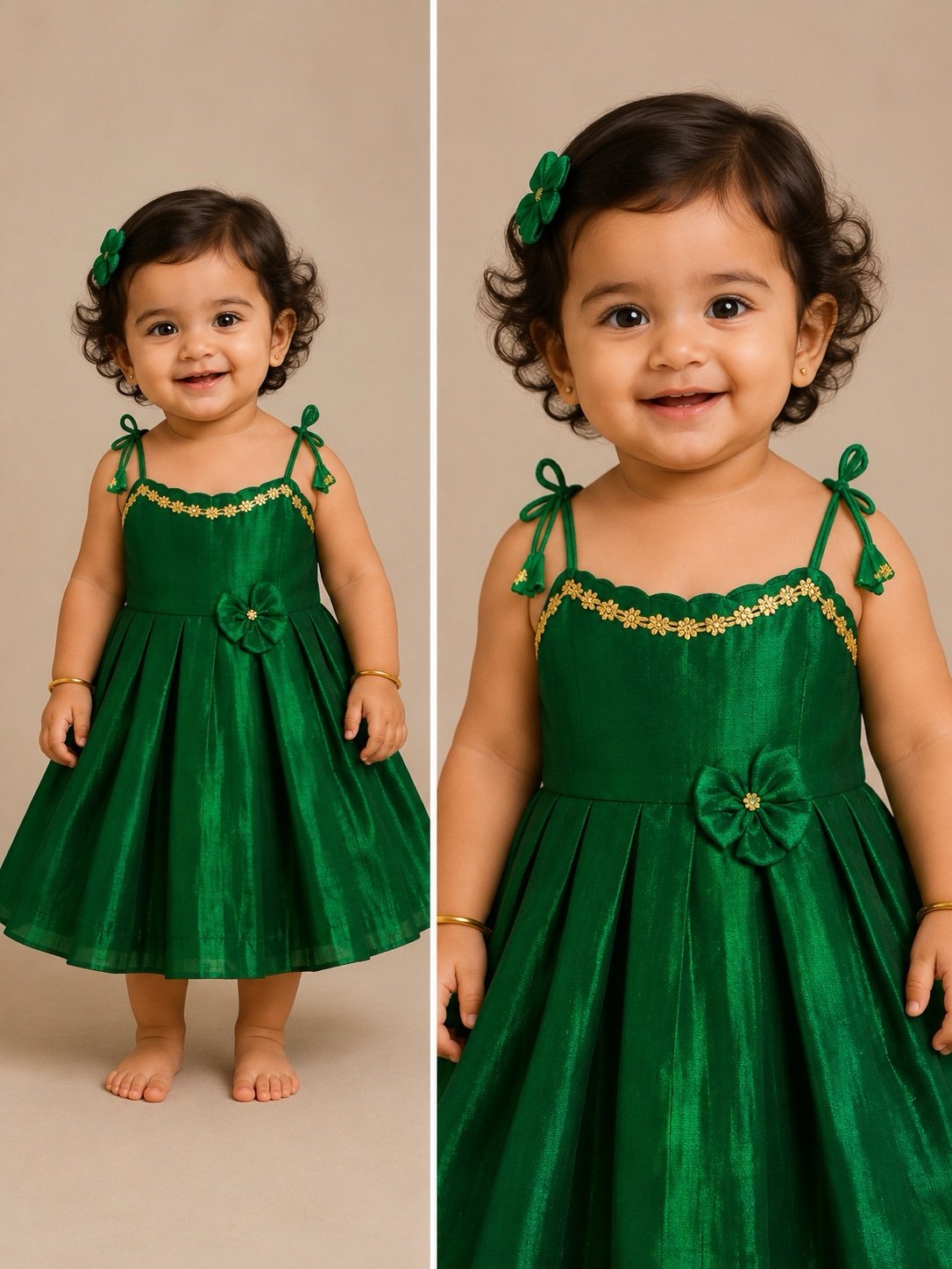 Emerald Green Festive Toddler Dress - Image 2
