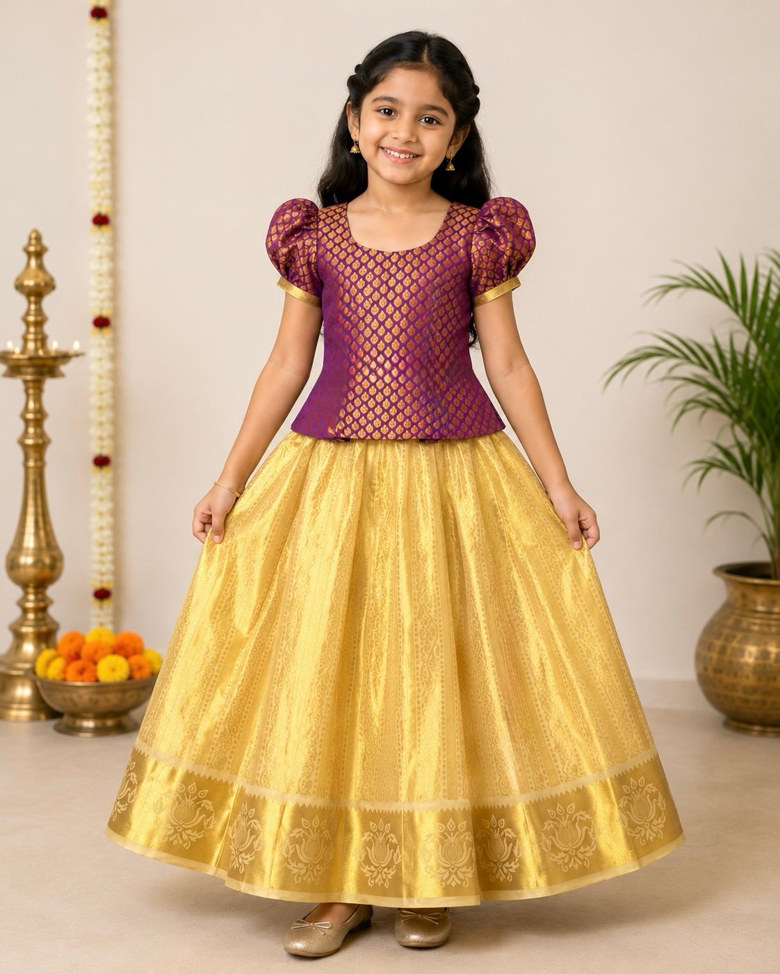 Purple and Gold Traditional Ethnic Set
