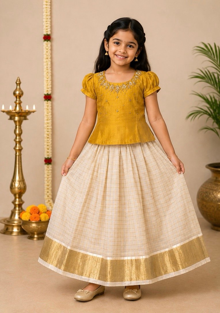 Mustard Yellow and Cream Ethnic Patterned Set