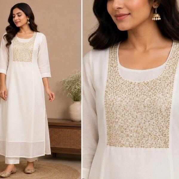 Ivory Chiffon Kurta