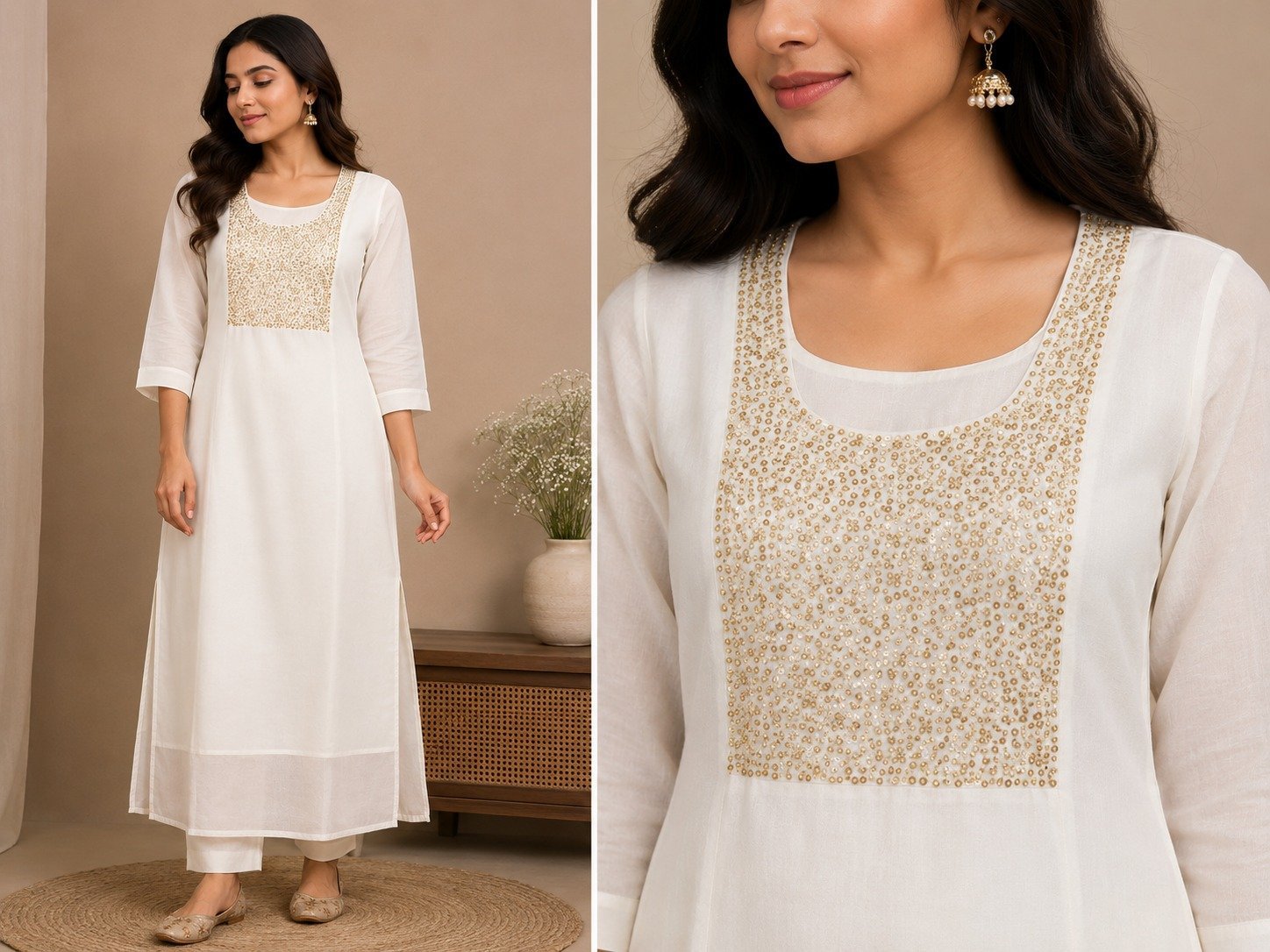 Ivory Chiffon Kurta