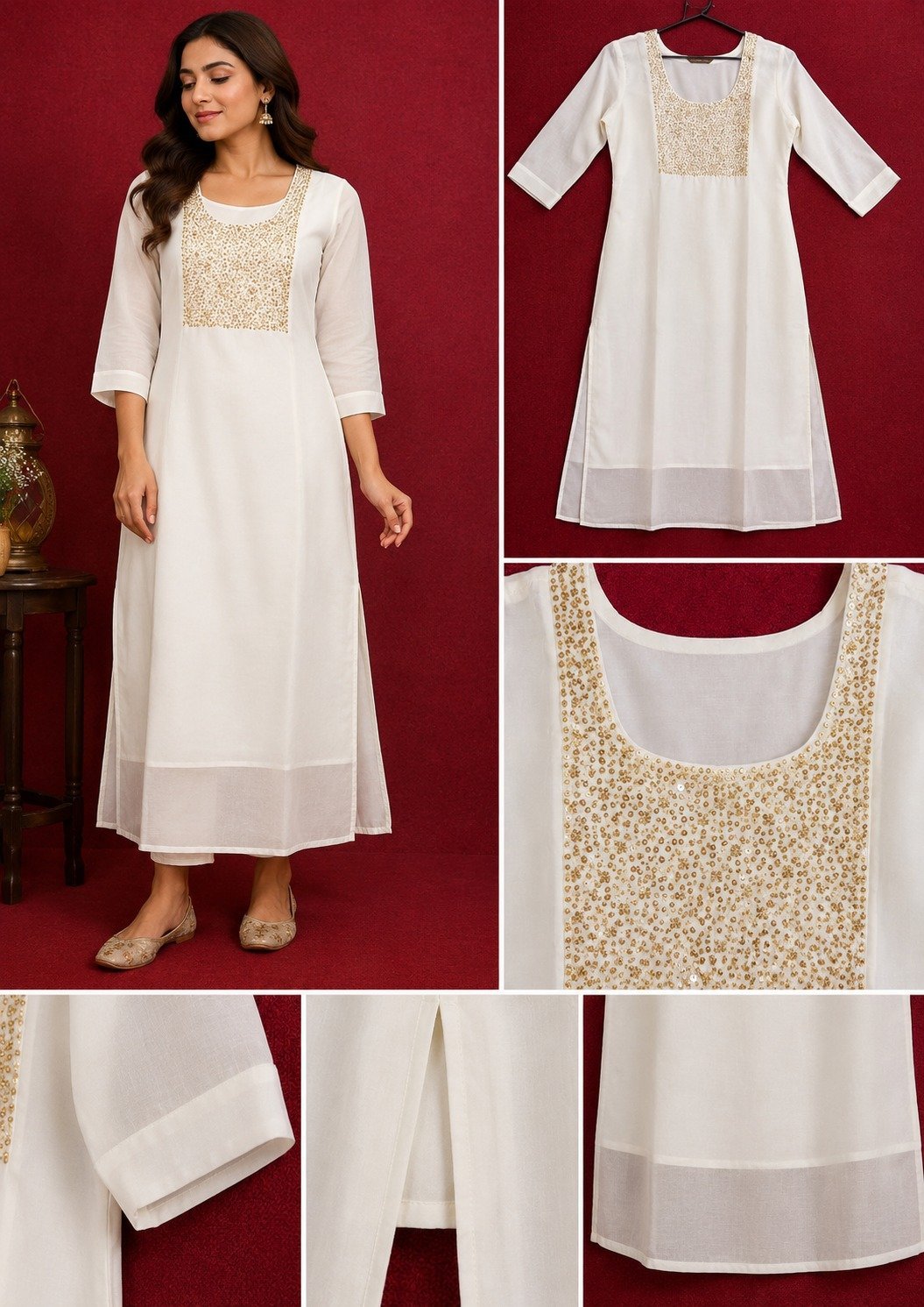 Ivory Chiffon Kurta - Image 2
