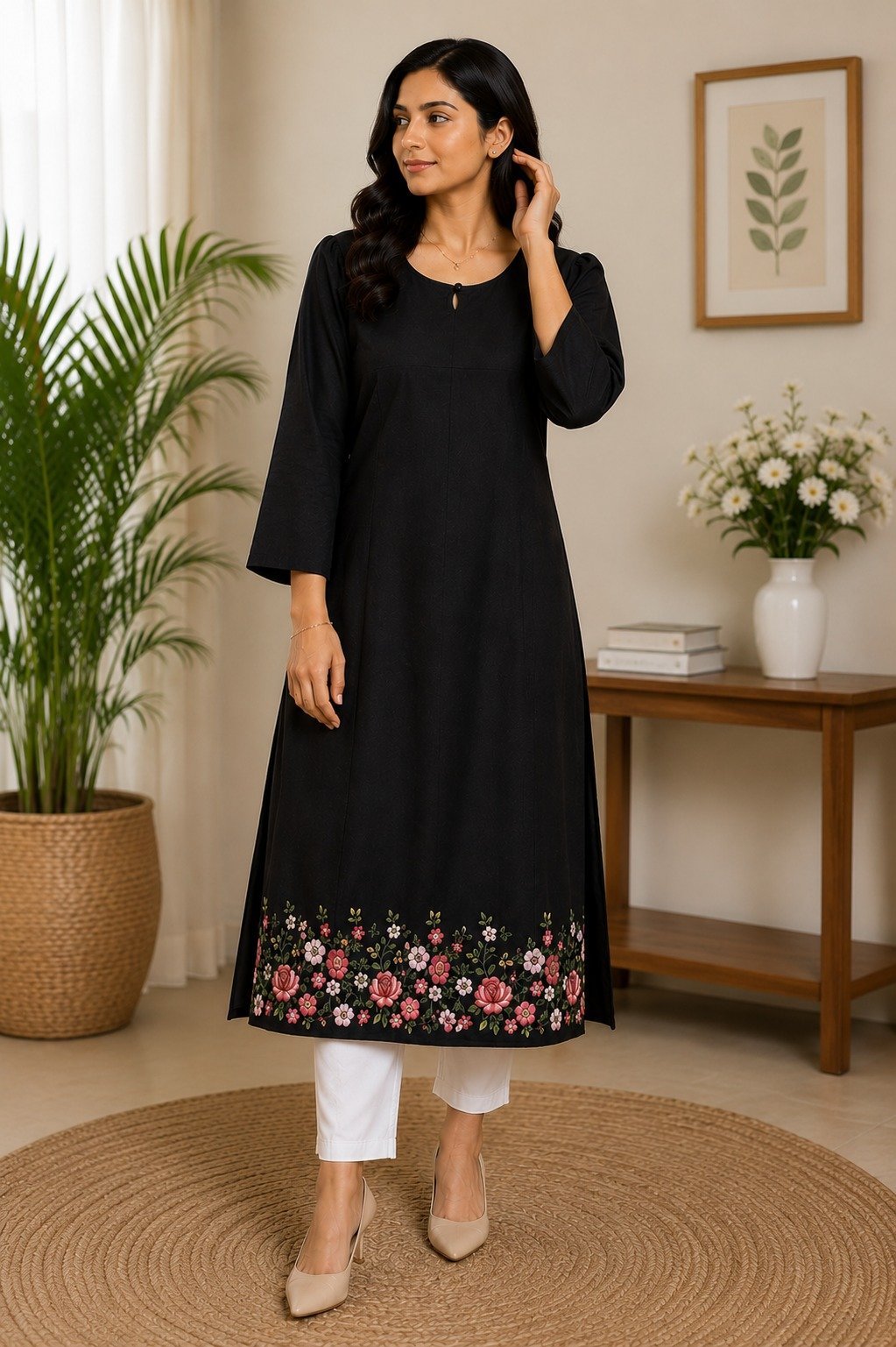 Black A-line kurta M