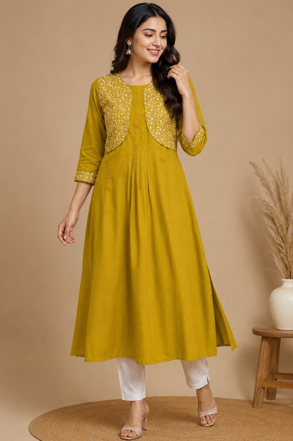 Mustard Yellow A-Line Kurta
