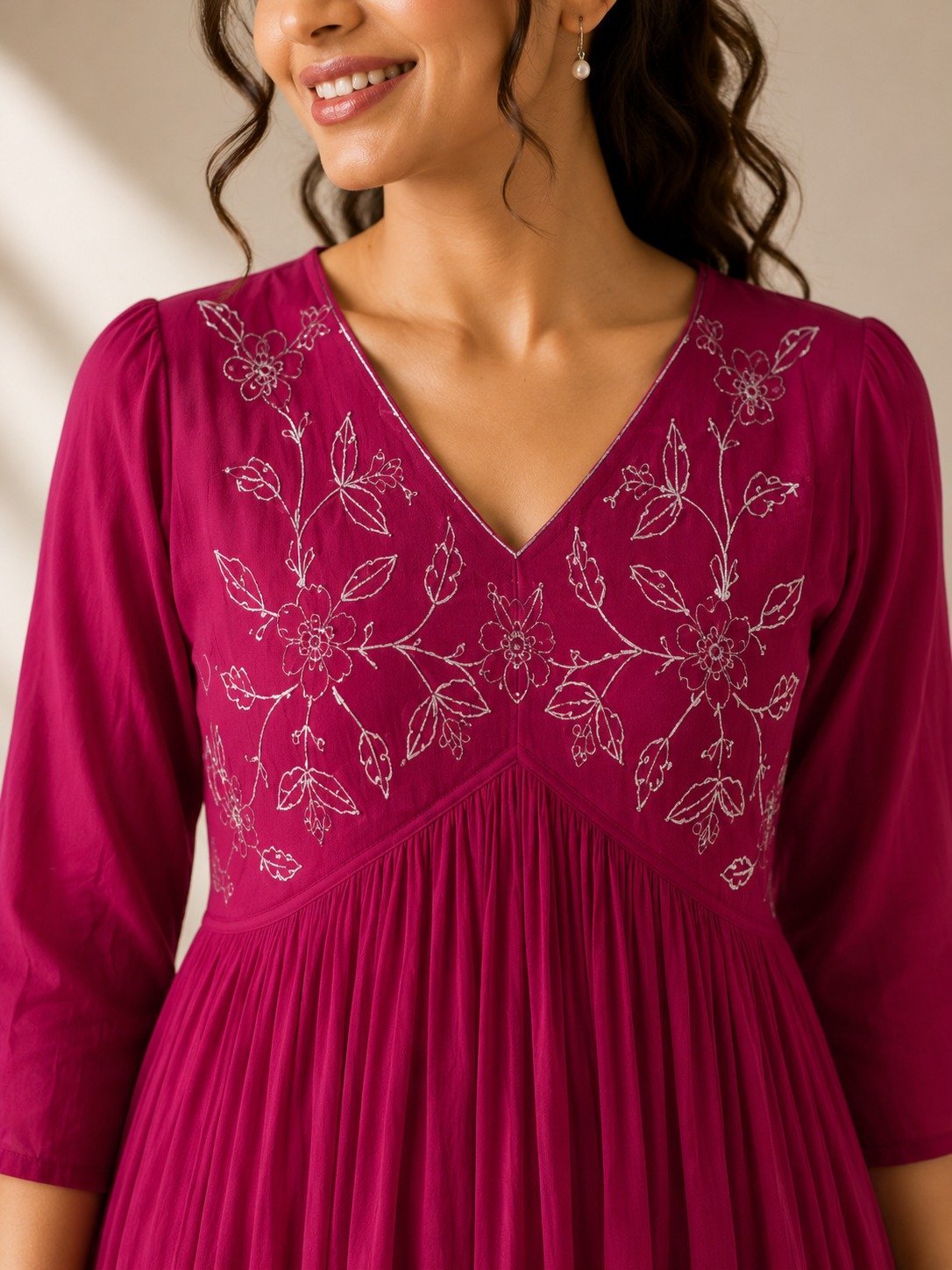 Berry Bloom Embroidered Midi Dress - Image 2