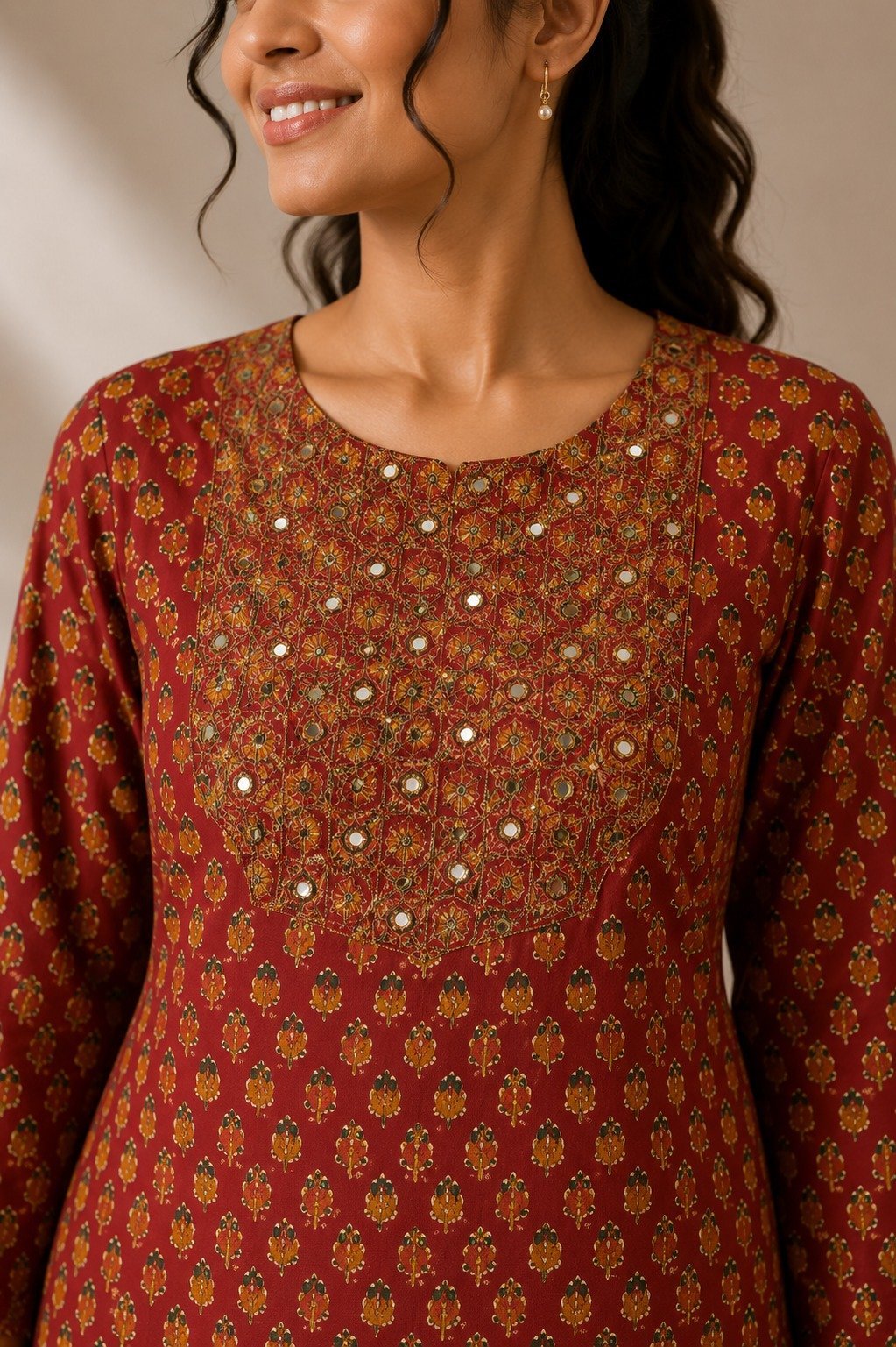 Rustic Charm Block-Print Kurta - Image 2