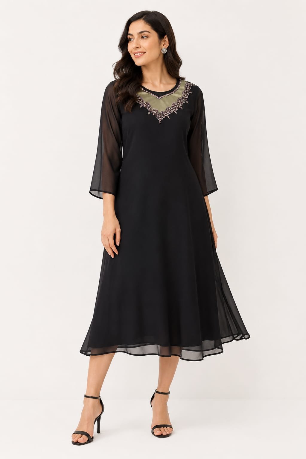 Elegant black chiffon kurti