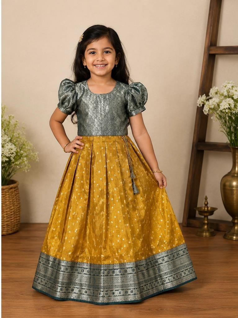 Elegant Pattupavada Set (Skirt & Blouse)