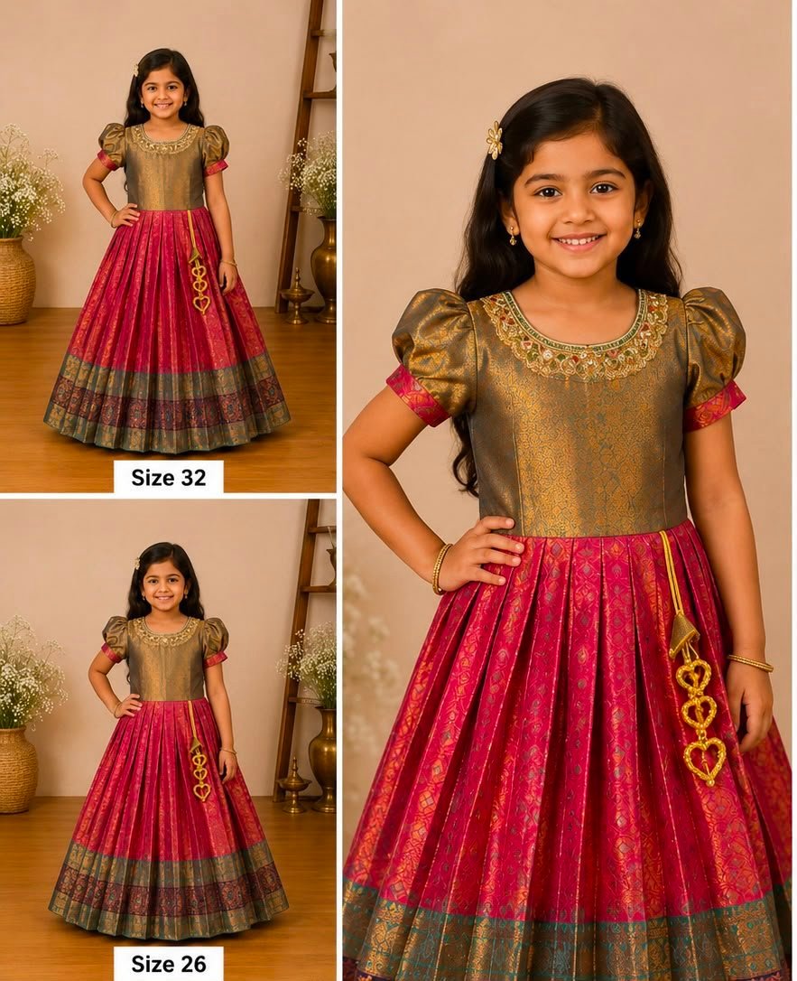 Exquisite Crimson Red & Olive Green Silk Traditional Pattu - Image 2