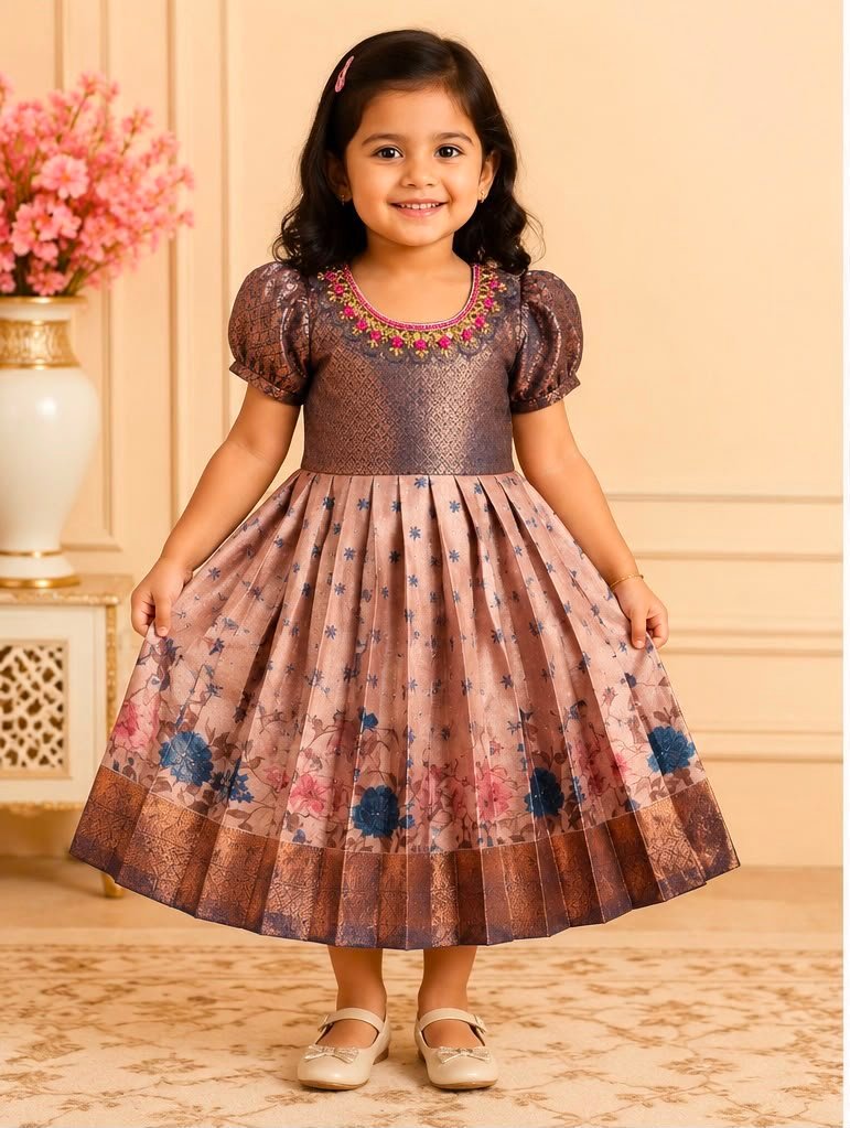 Traditional Kids' Brocade Frock