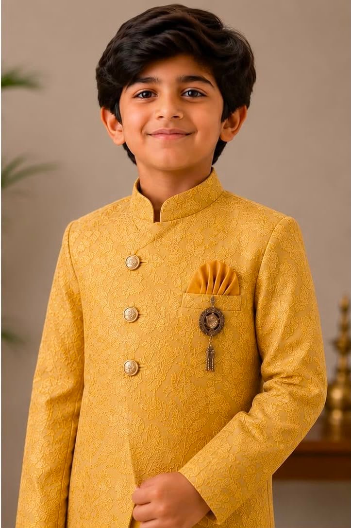 Mustard Yellow Sherwani & Pant