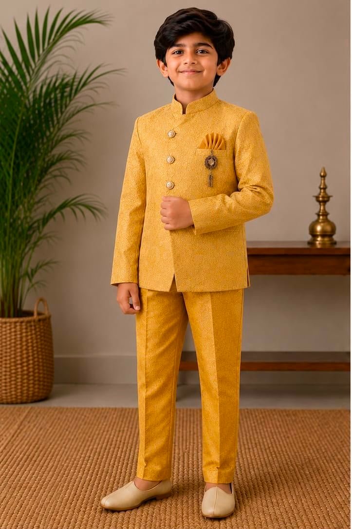 Mustard Yellow Sherwani & Pant - Image 2