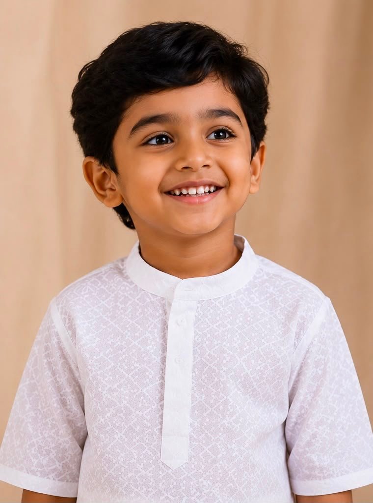 White Self-Design Kurta & Stitched Dhoti Set