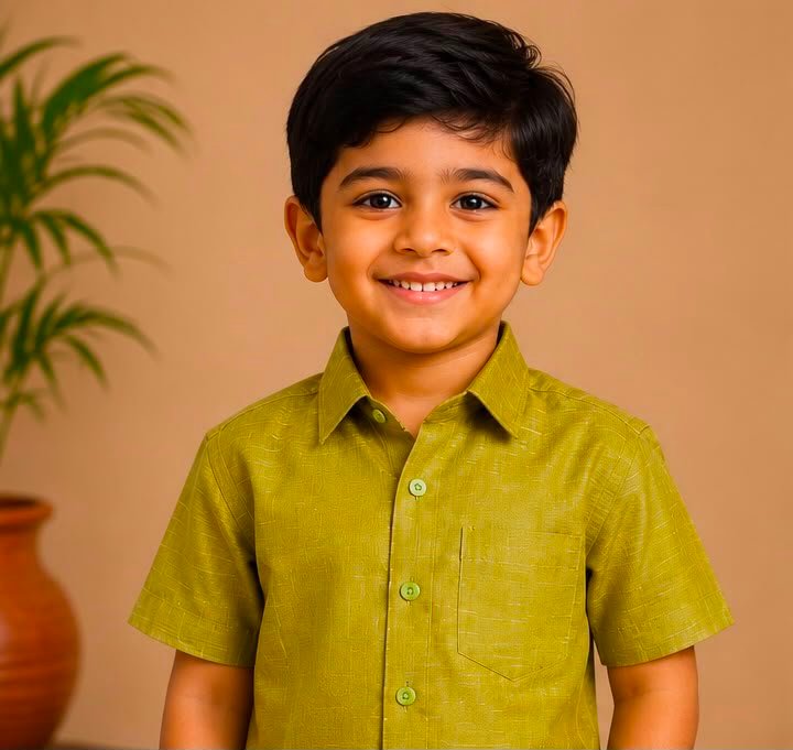 Boys Olive Green Shirt & Traditional Dhoti Set
