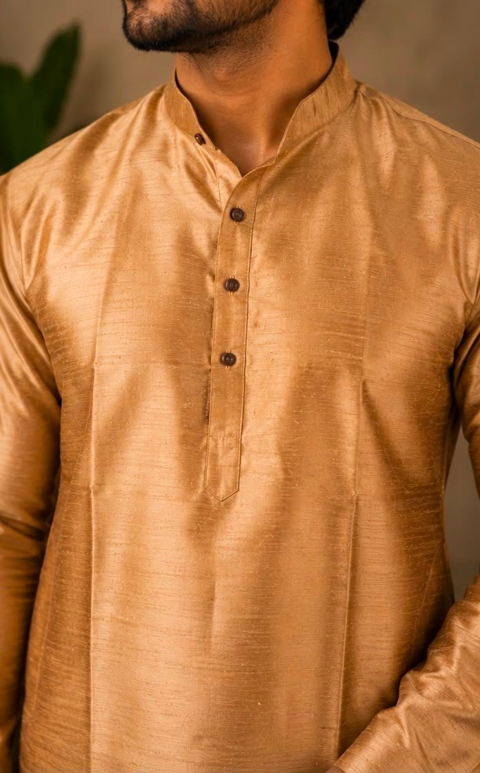 Rose Gold Silk Blend Kurta & Dhoti Set
