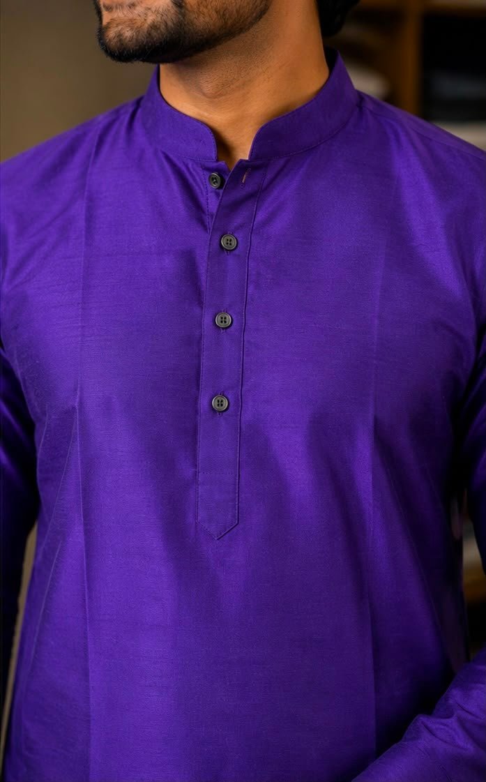 Deep Purple Silk Blend Kurta & Dhoti Set