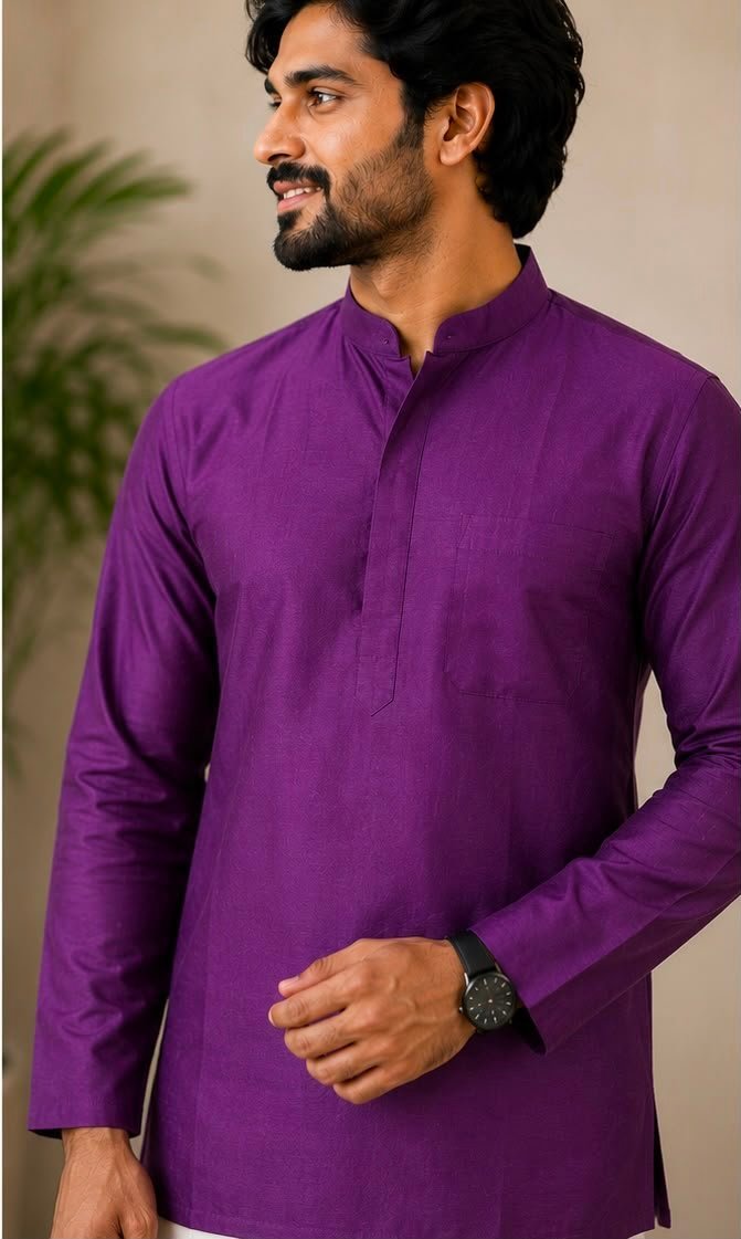 Purple Short Kurta & Dhoti Set