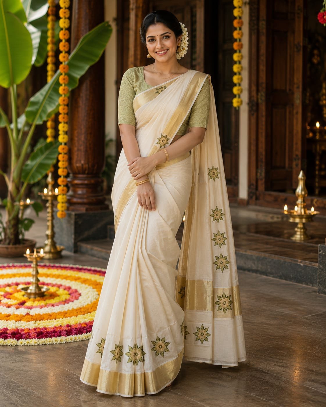 Elegant Kerala Kasavu Saree