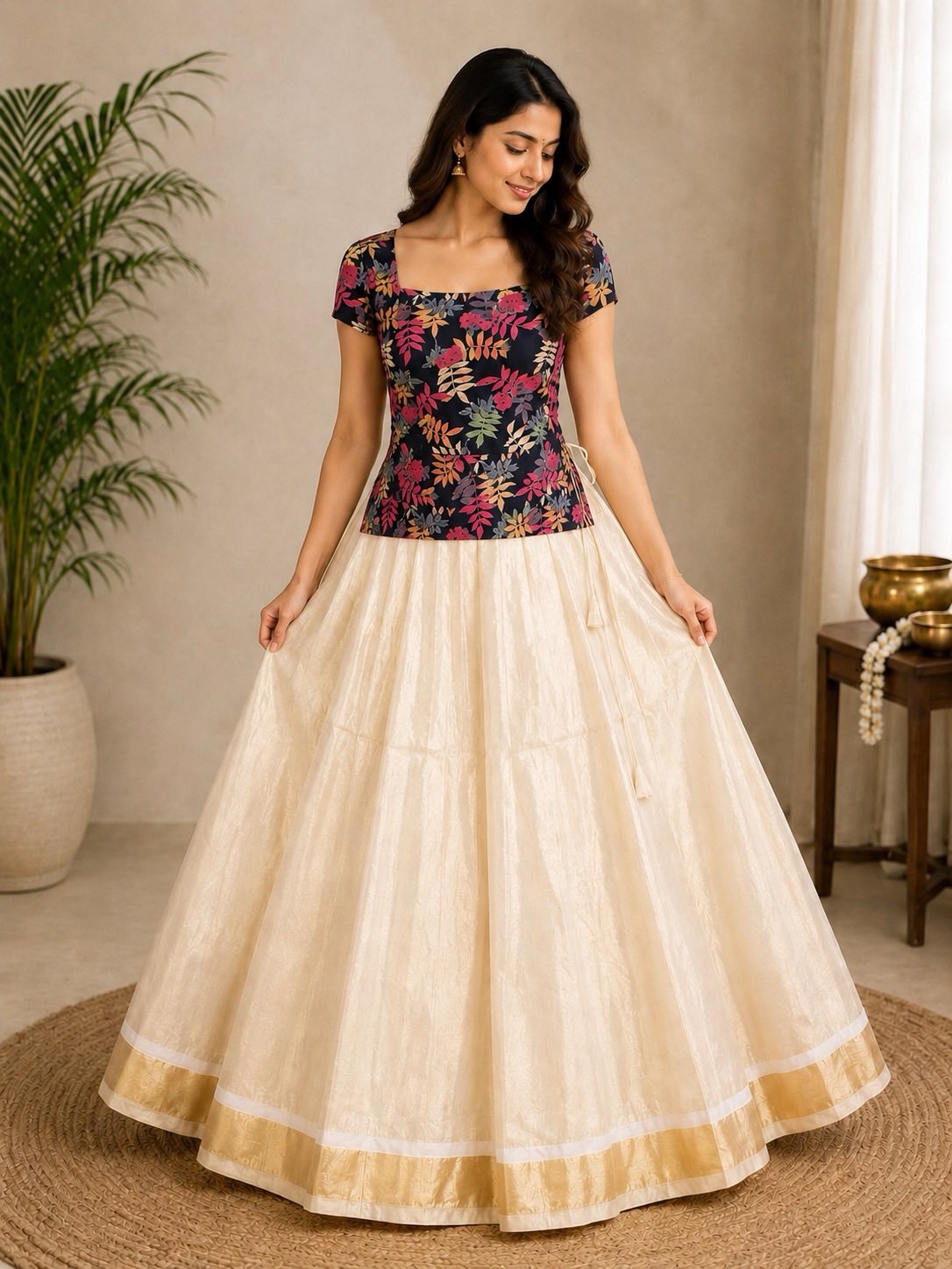 Floral Print Patterned Ethnic Set