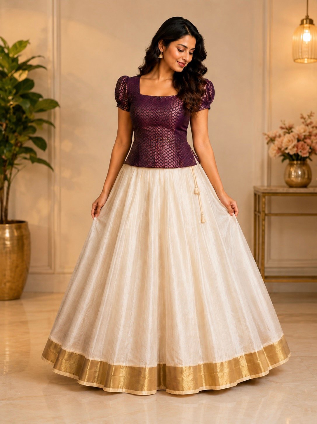 Purple Textured Ethnic Set