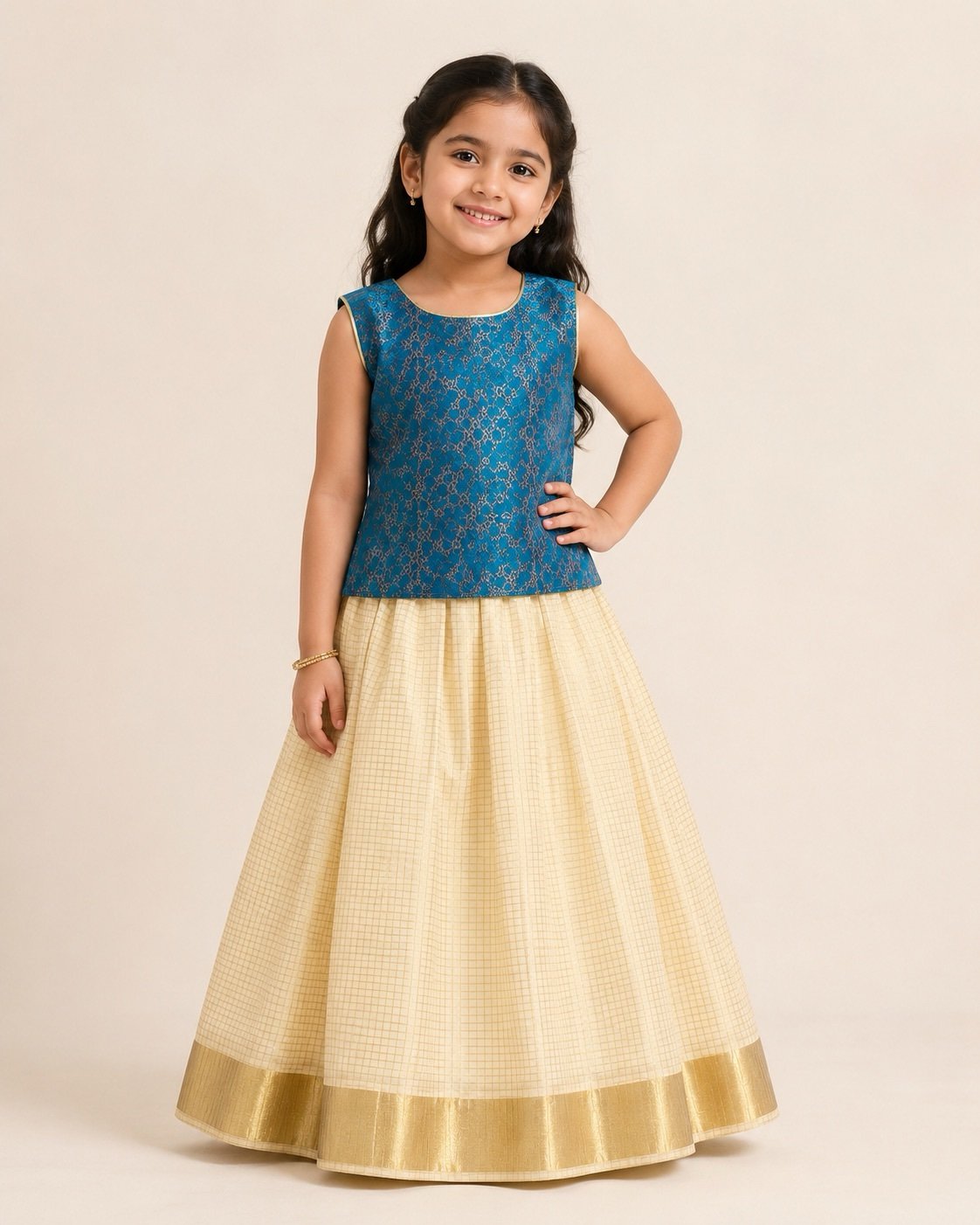 Blue and Cream Traditional Ethnic Set