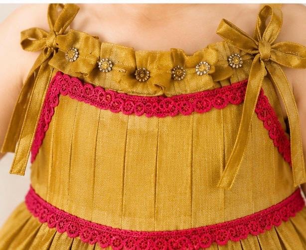 Vibrant Golden & Red Dress with Ruffled Straps - Image 3