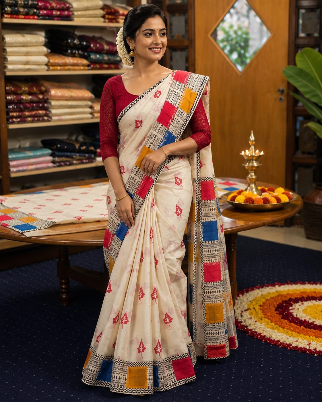 Multicolor Border Kerala Saree - Image 3