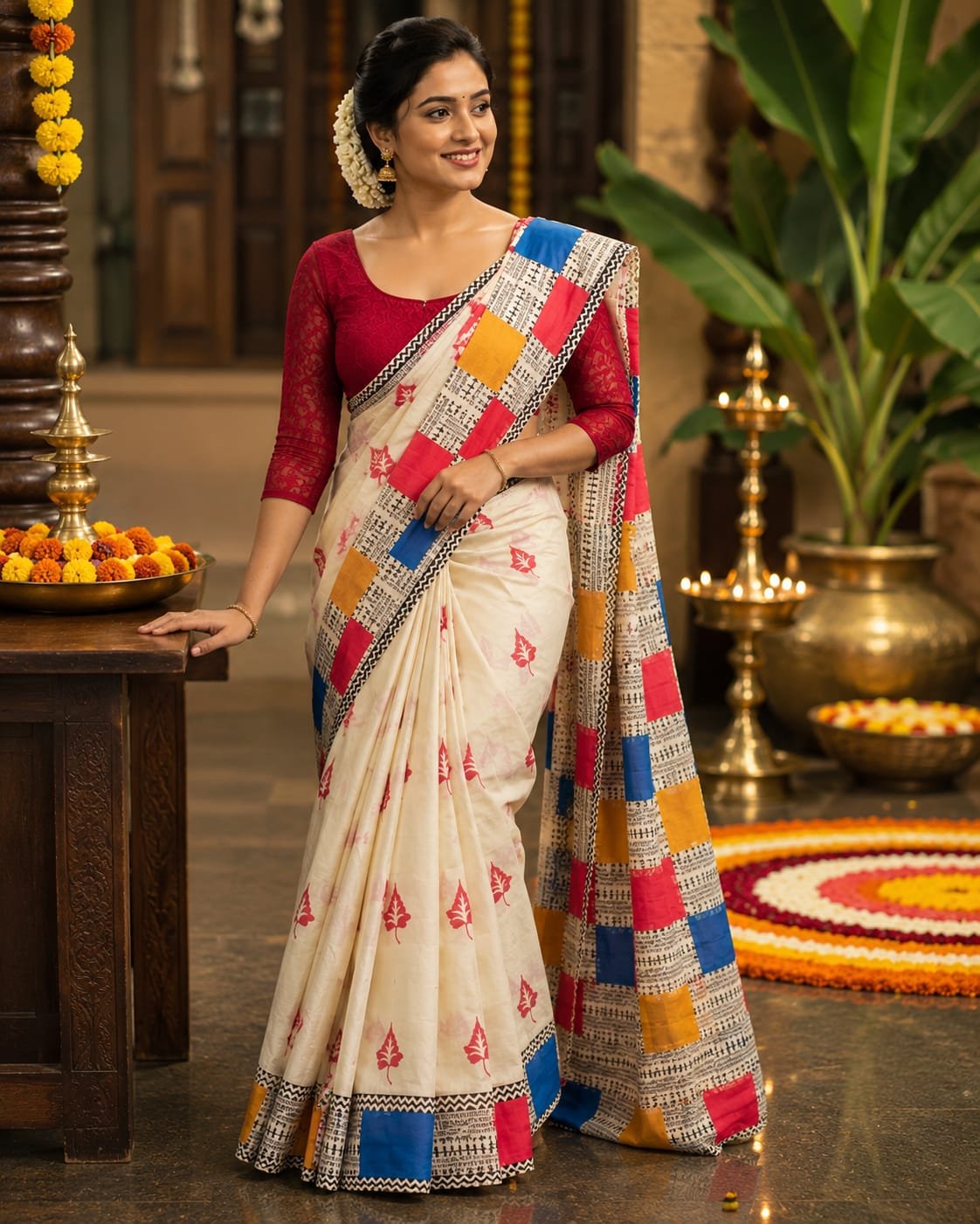 Multicolor Border Kerala Saree