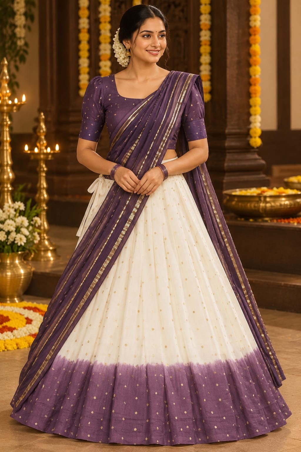 Lavender Grace Traditional Half Saree