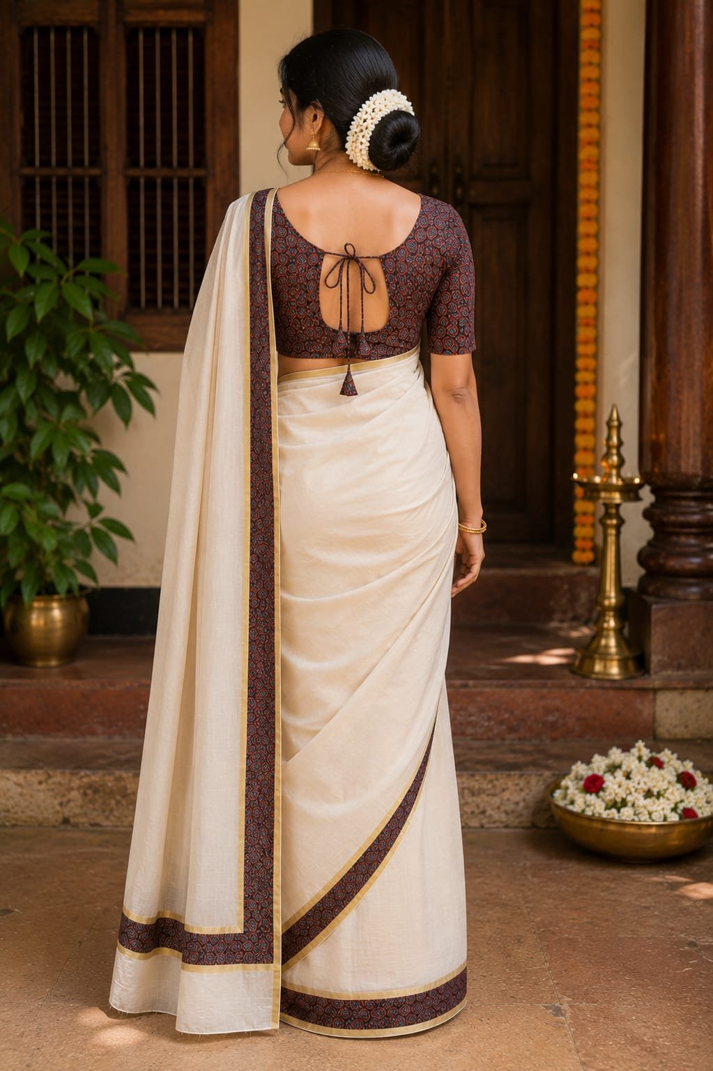 Elegant Heritage Kerala Saree - Image 2