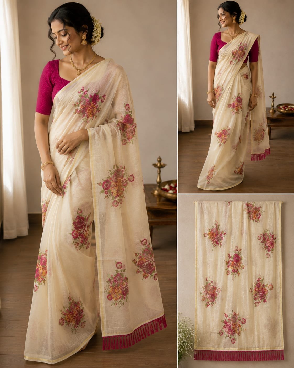 Rose Blossom Kerala Saree