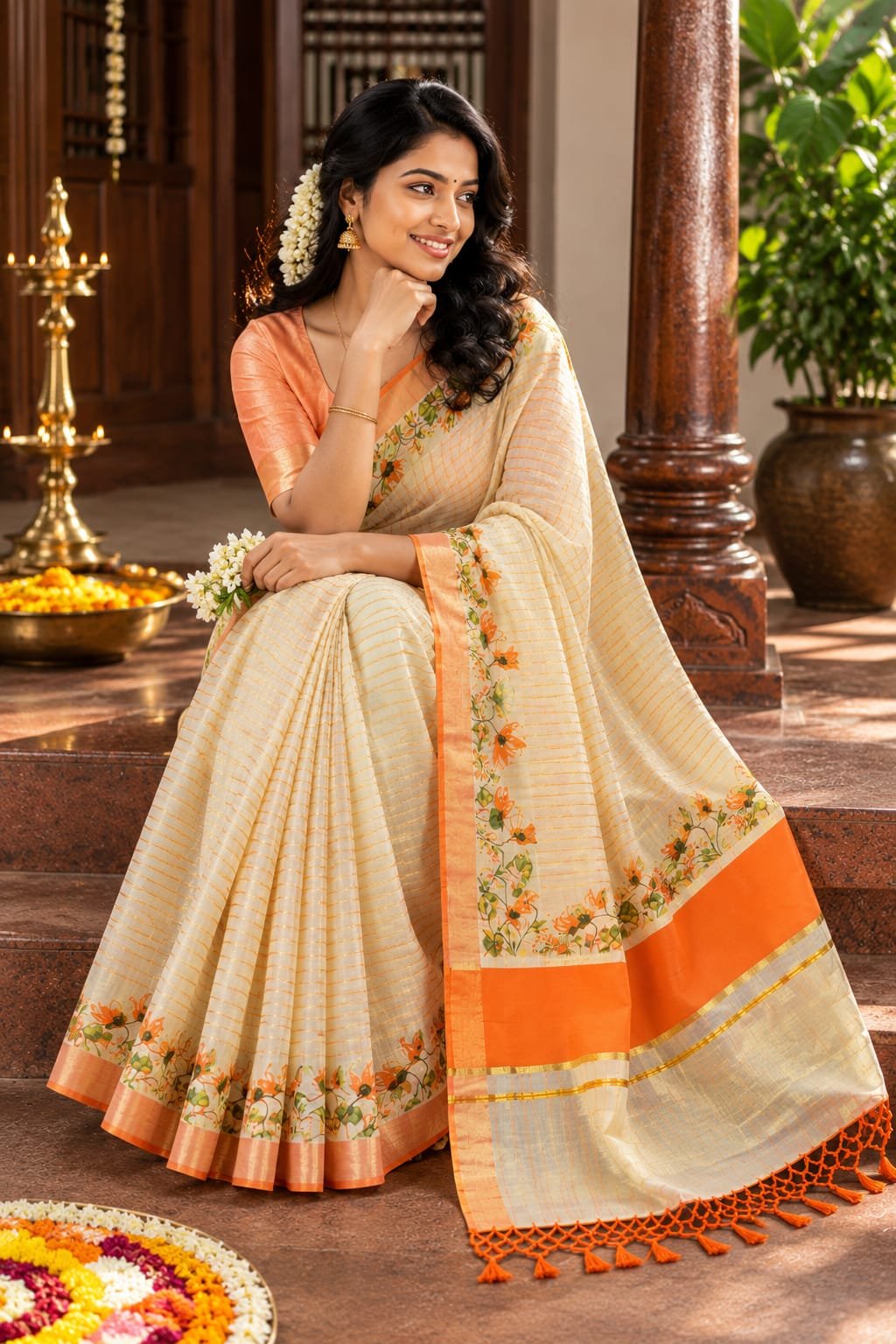 Orange Blossom Kerala Saree