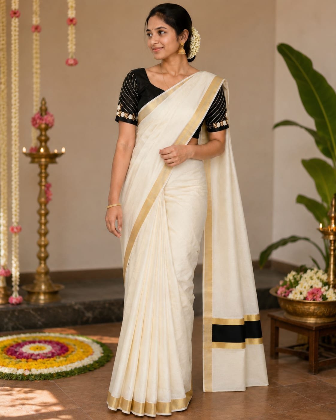 Classic Black Border Kerala Saree