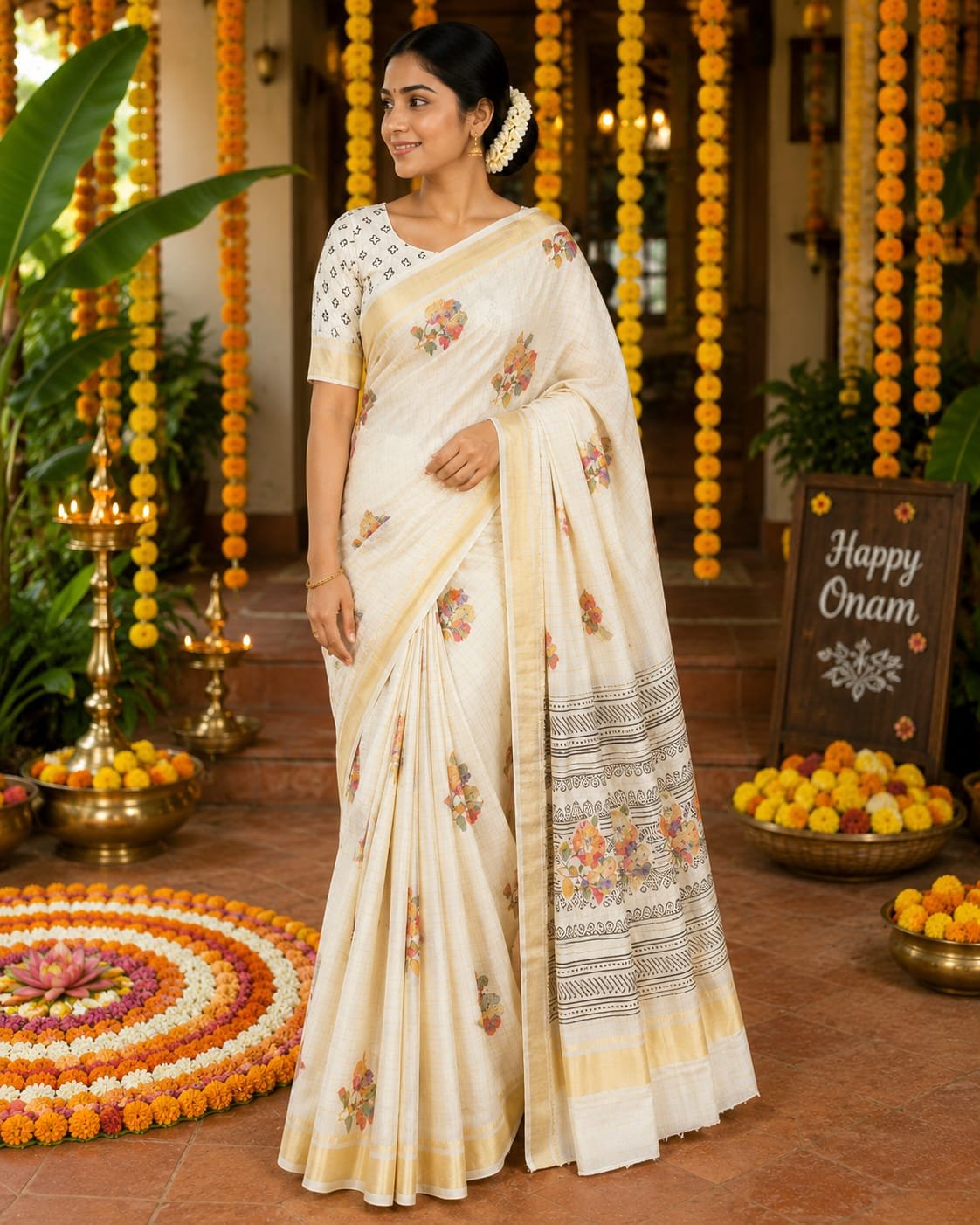 Floral Charm Kerala Saree