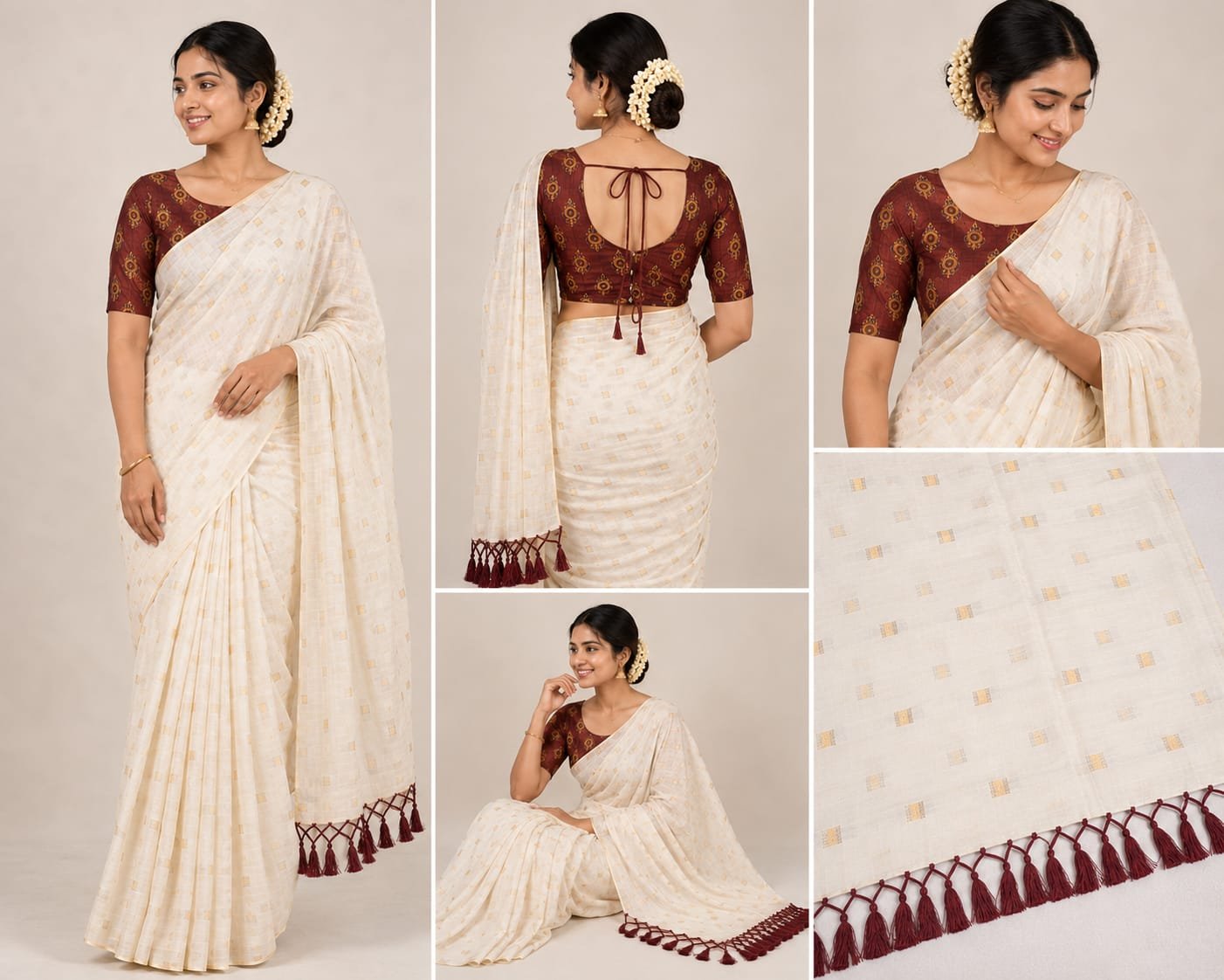 Golden Butta Kerala Saree - Image 2