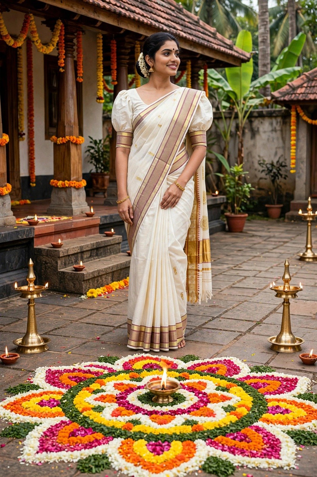 Elegant Kerala Kasavu Saree with Stitched Blouse