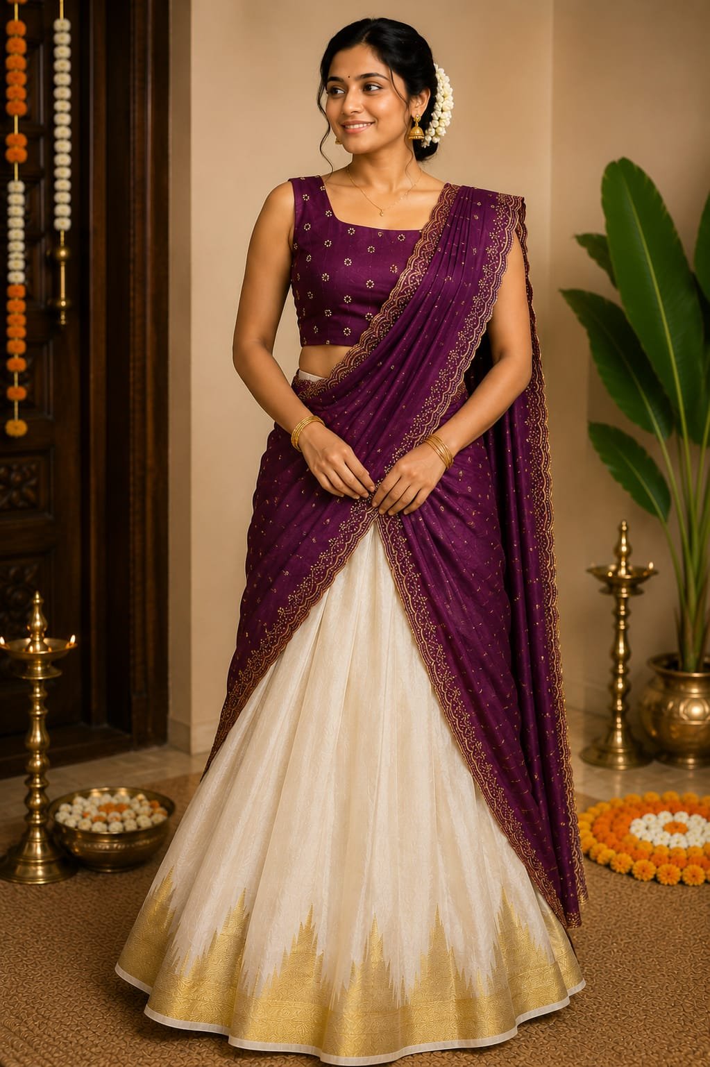 Royal Purple Kerala Davani Set