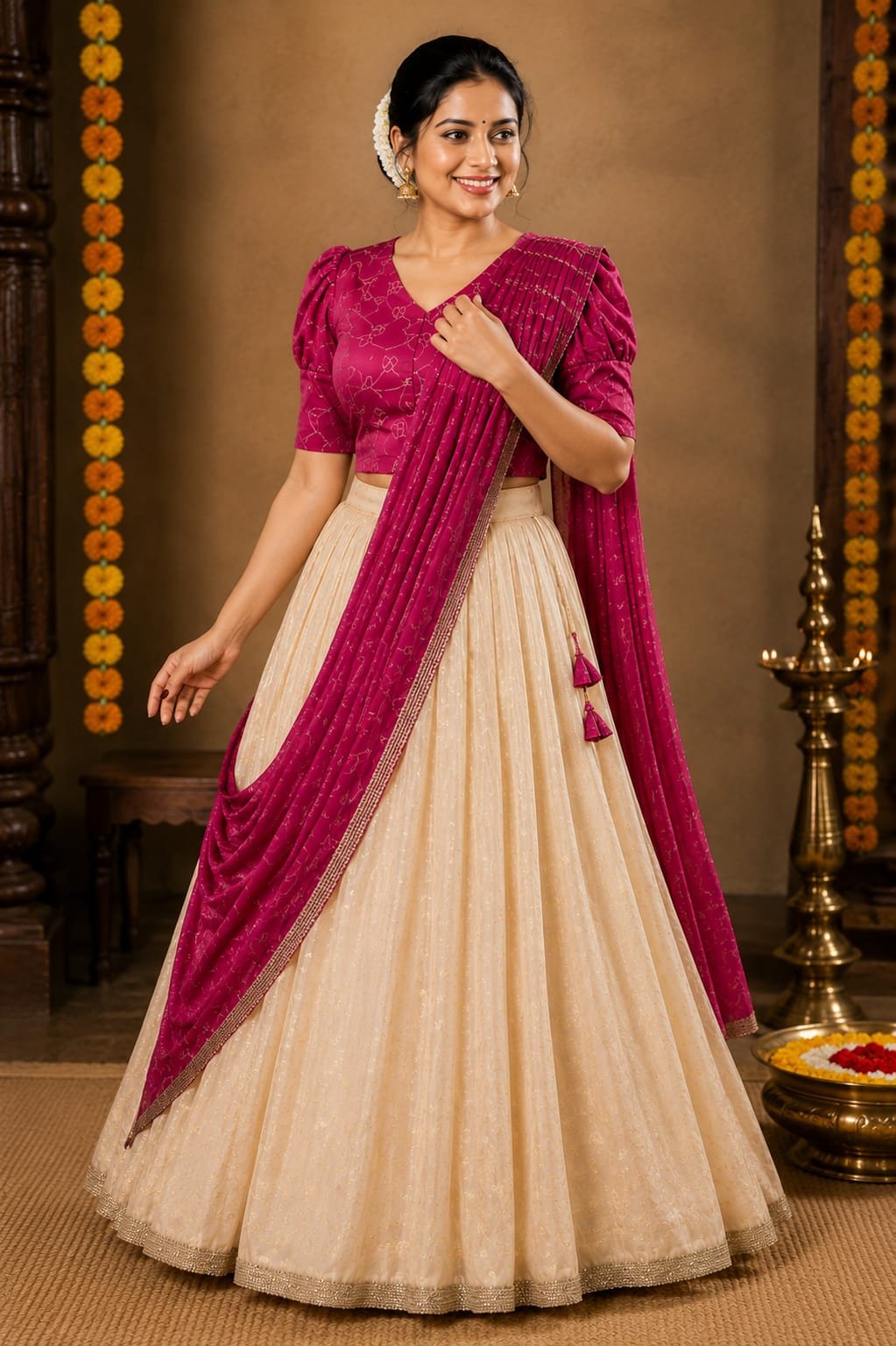 Radiant Magenta Festive Davani Set