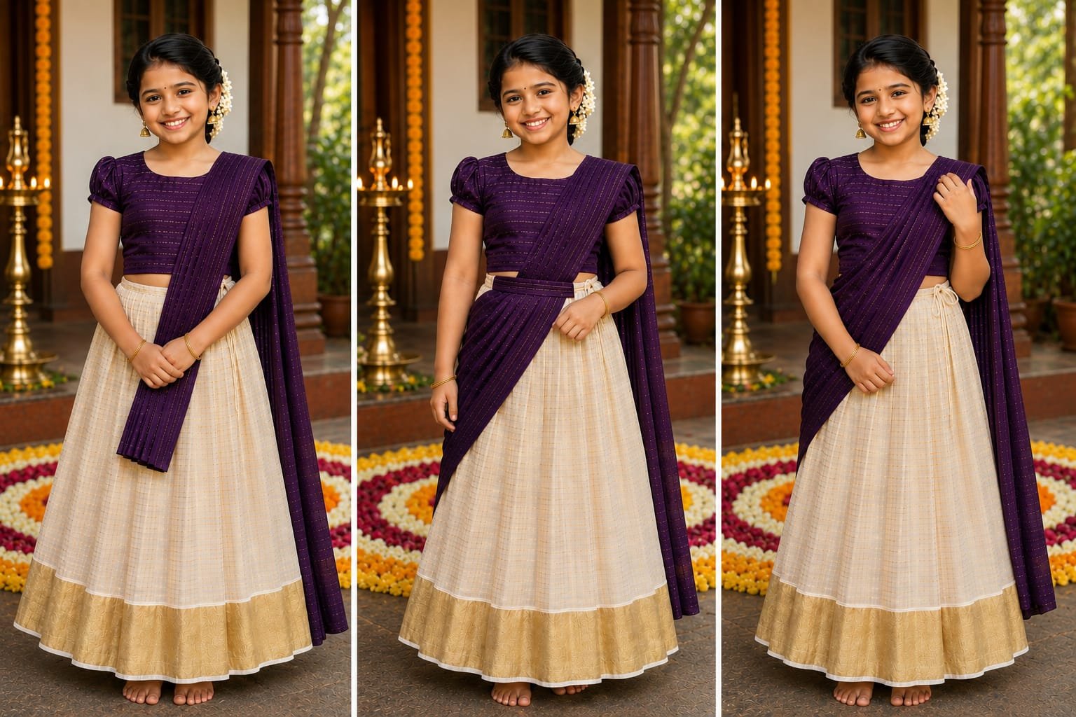 Royal Plum Kerala Davani Set for Girls